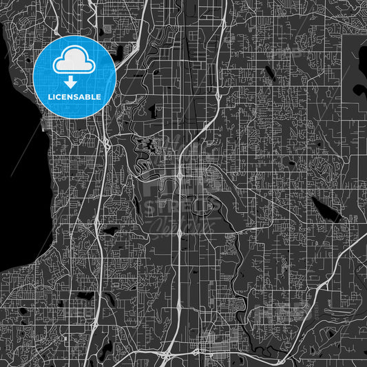 Kent, Washington - Area Map - Dark