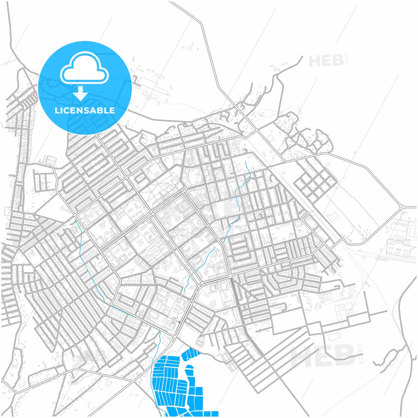 Kentau, South Kazakhstan Province, Kazakhstan, city map with high quality roads.