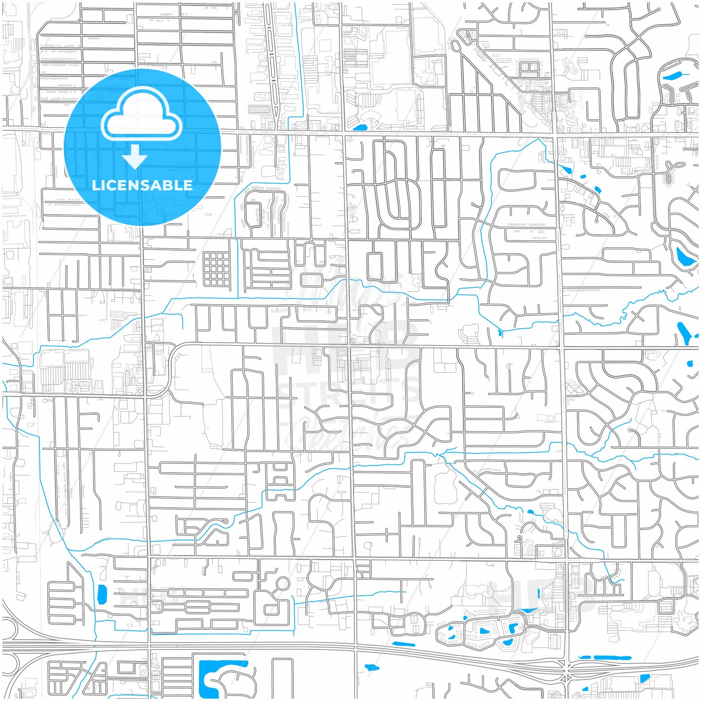 Kentwood, Michigan, United States, city map with high quality roads.