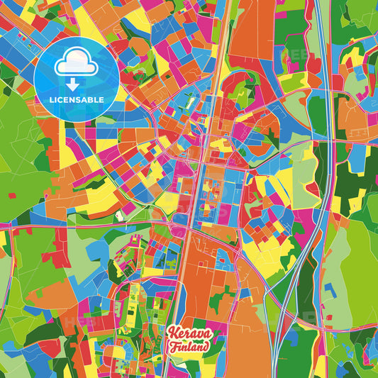 Kerava, Finland Crazy Colorful Street Map Poster Template - HEBSTREITS Sketches