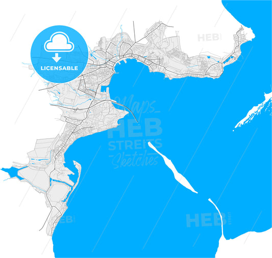 Kerch, Crimea, Ukraine, high quality vector map
