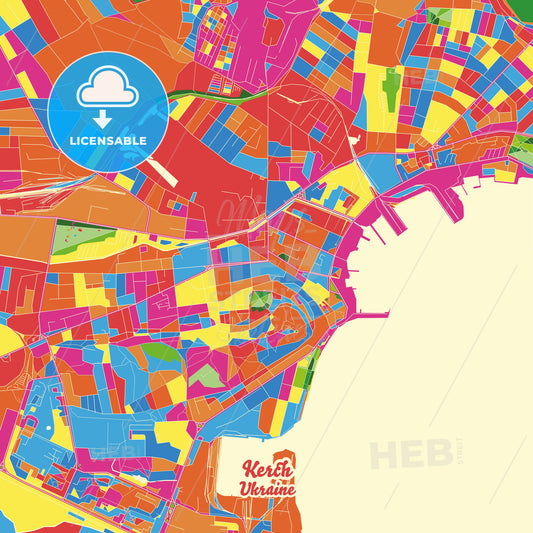 Kerch, Ukraine Crazy Colorful Street Map Poster Template - HEBSTREITS Sketches