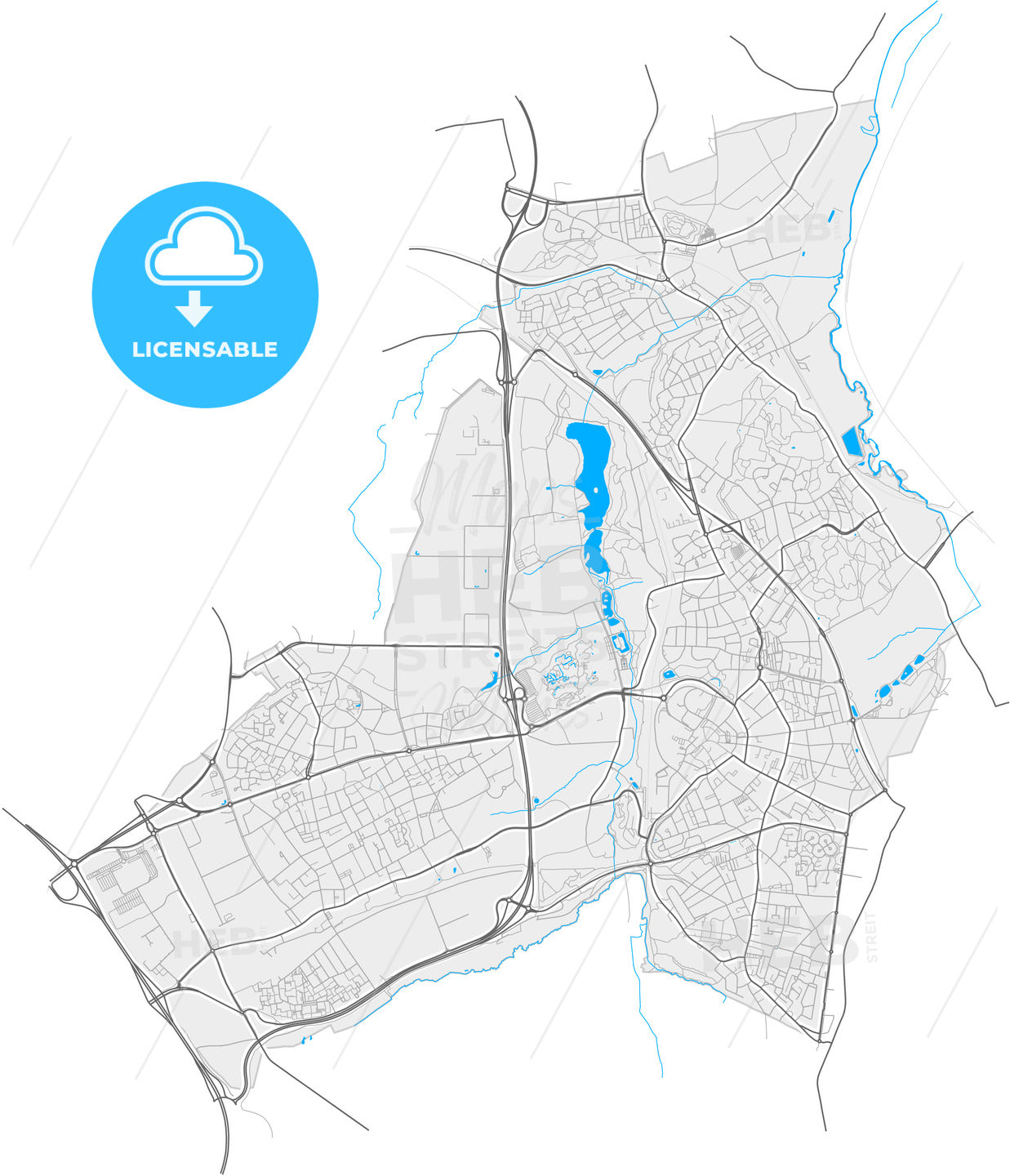 Kerkrade, Limburg, Netherlands, high quality vector map