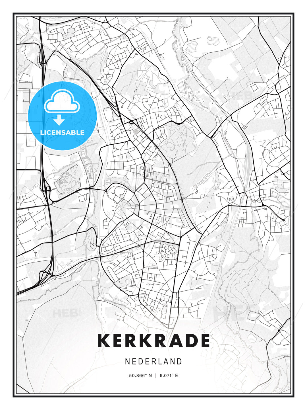 Kerkrade, Netherlands, Modern Print Template in Various Formats - HEBSTREITS Sketches