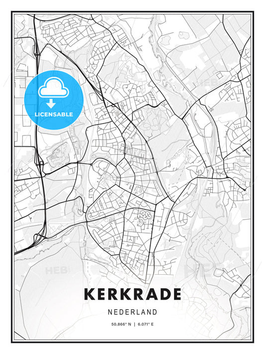 Kerkrade, Netherlands, Modern Print Template in Various Formats - HEBSTREITS Sketches