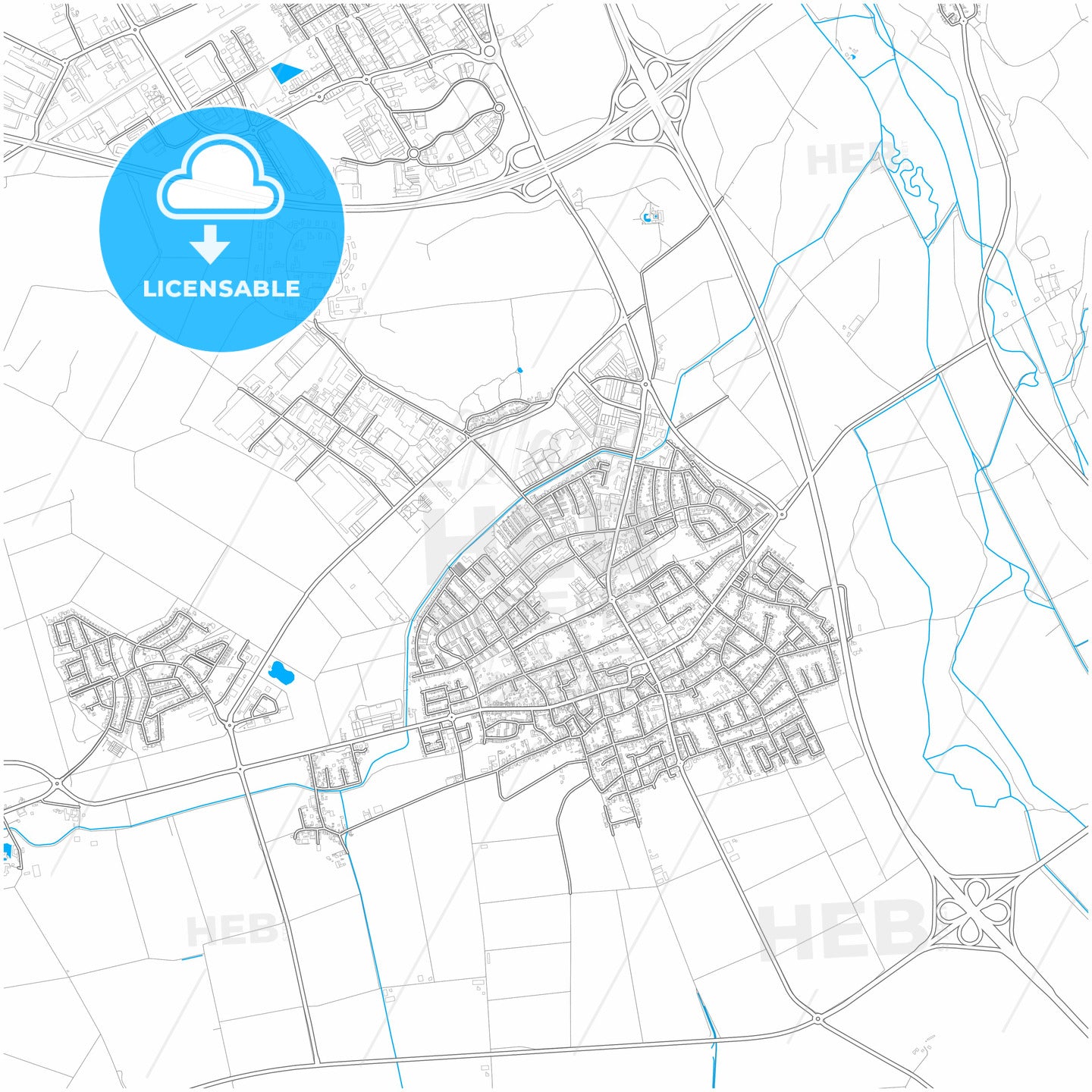 Kerpen, North Rhine-Westphalia, Germany, city map with high quality roads.