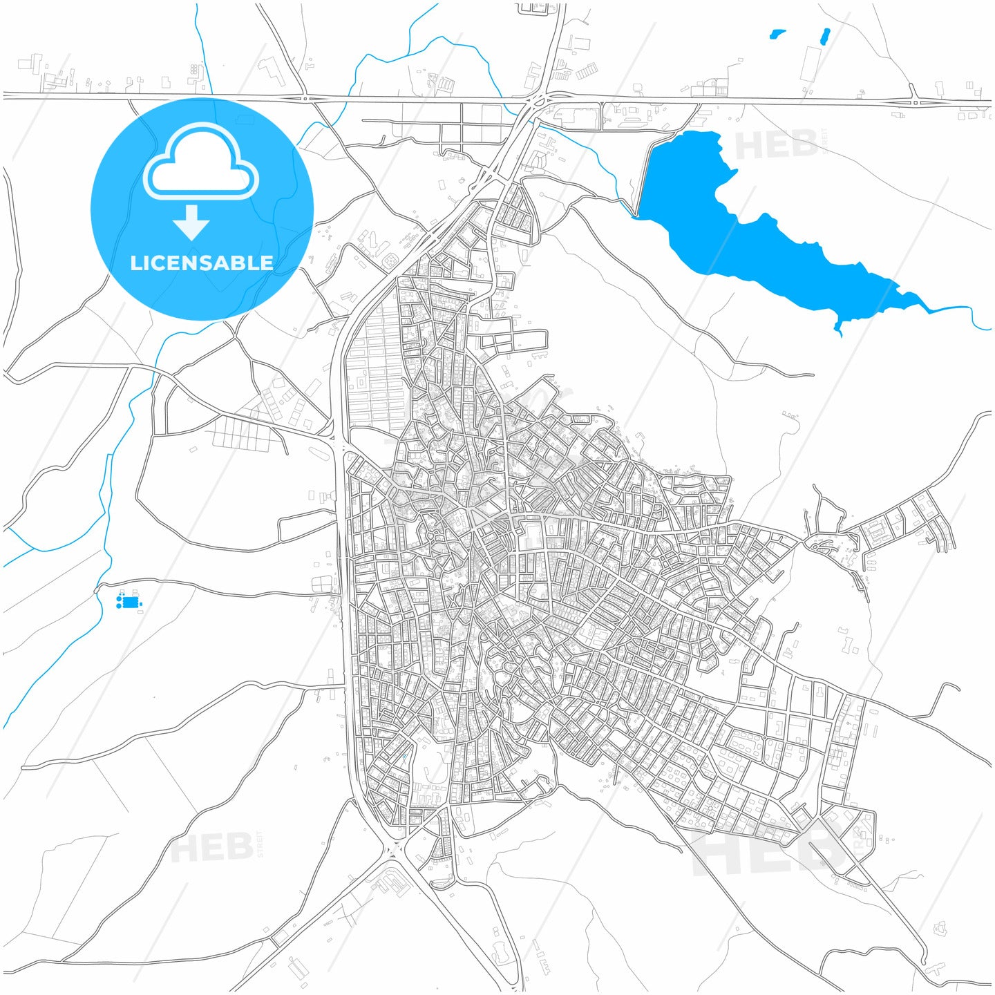 Keşan, Edirne, Turkey, city map with high quality roads.