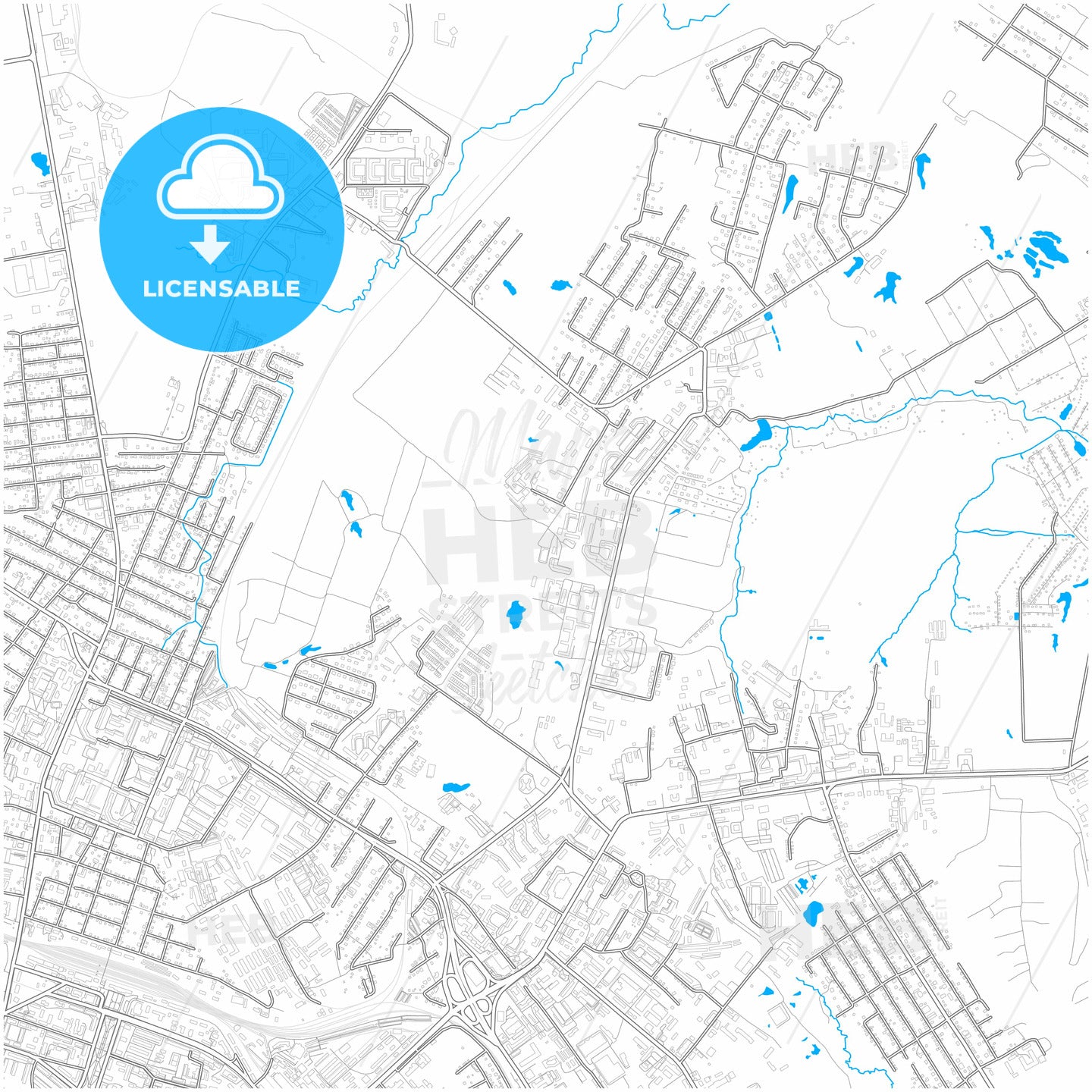 Khabarovsk, Khabarovsk Krai, Russia, city map with high quality roads.