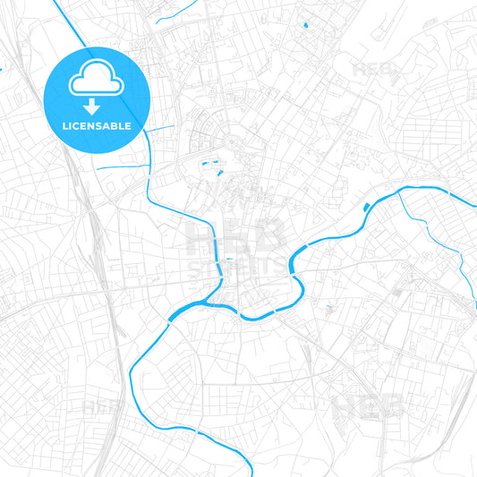 Kharkiv, Ukraine PDF vector map with water in focus
