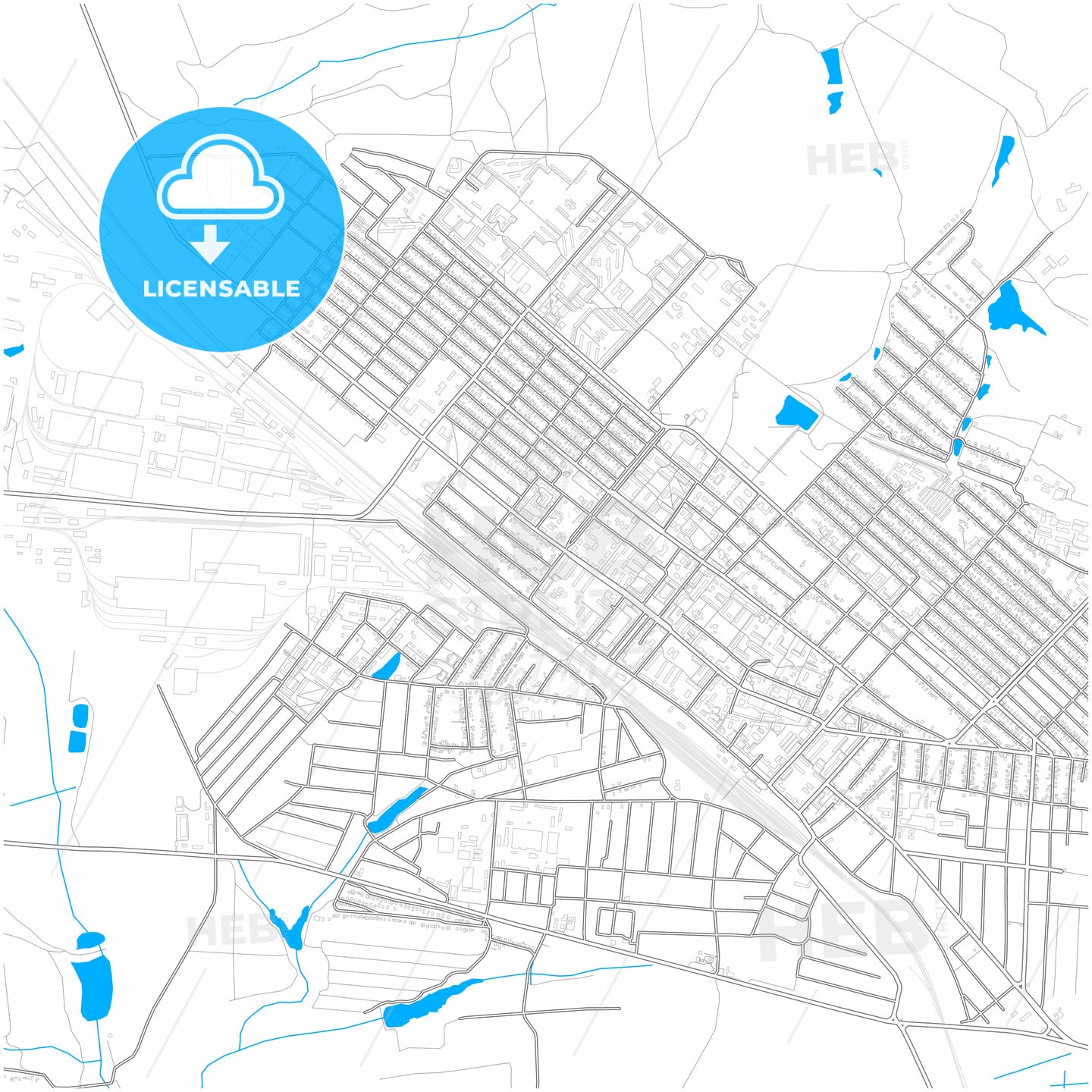 Khartsyzk, Donetsk Oblast, Ukraine, city map with high quality roads.