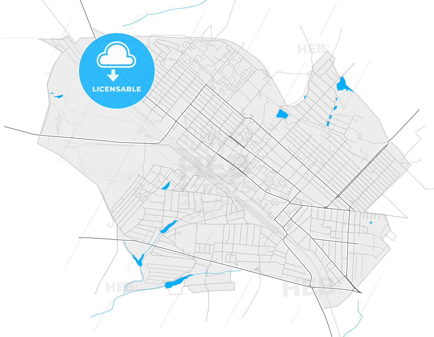 Khartsyzk, Donetsk Oblast, Ukraine, high quality vector map