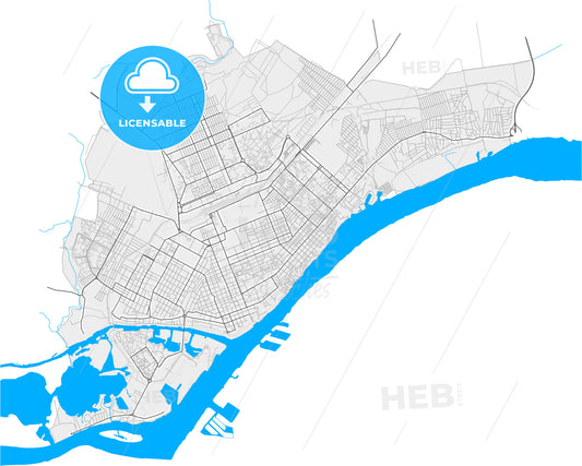 Kherson, Kherson Oblast, Ukraine, high quality vector map