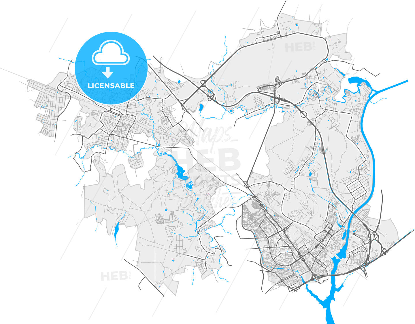 Khimki, Moscow Oblast, Russia, high quality vector map