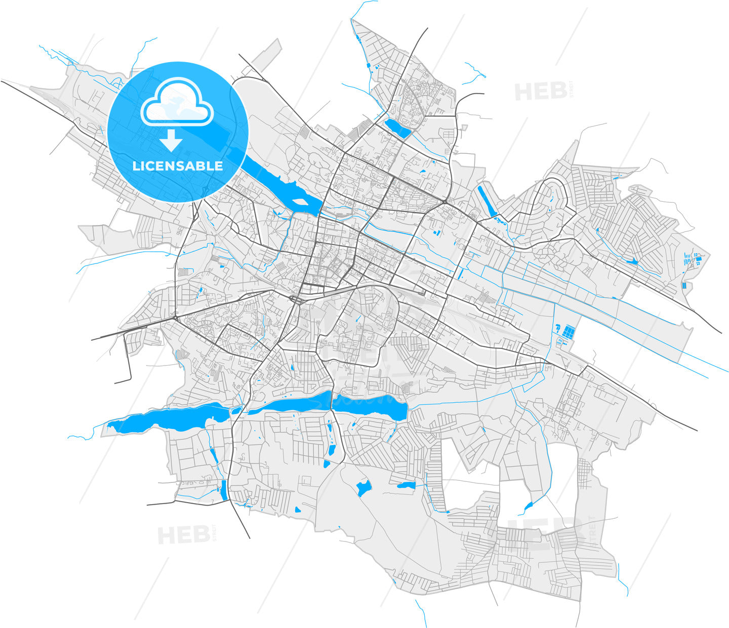 Khmelnytskyi, Khmelnytskyi Oblast, Ukraine, high quality vector map