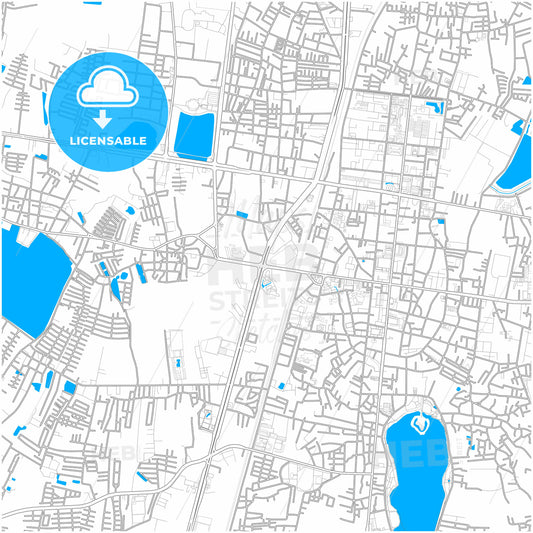 Khon Kaen, Khon Kaen, Thailand, city map with high quality roads.