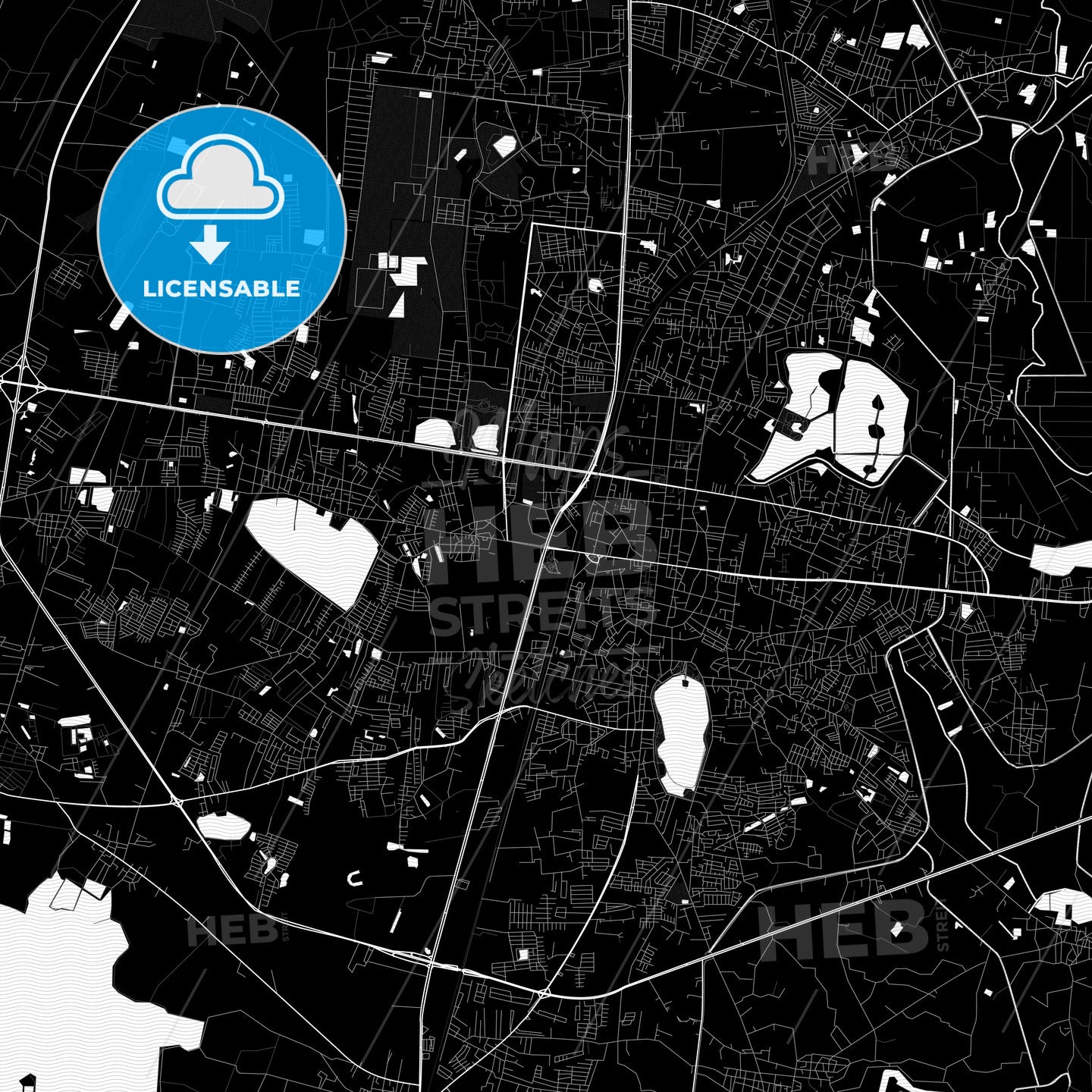 Khon Kaen, Thailand Pdf Vector Map Black And White – HEBSTREITS