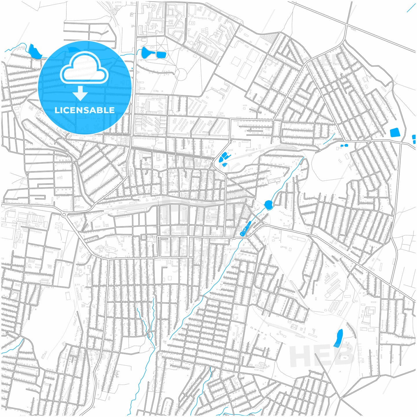 Khrustalnyi, Luhansk Oblast, Ukraine, city map with high quality roads.