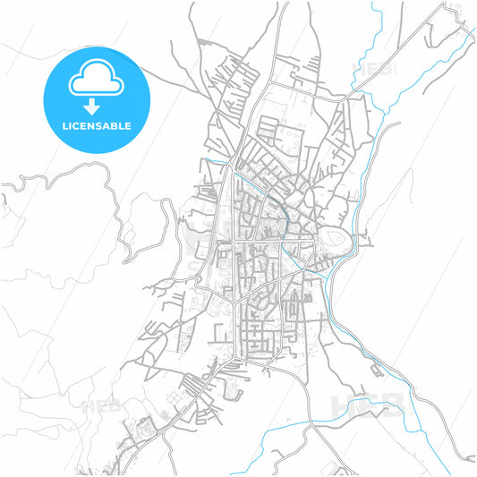 Kičevo, North Macedonia, city map with high quality roads.