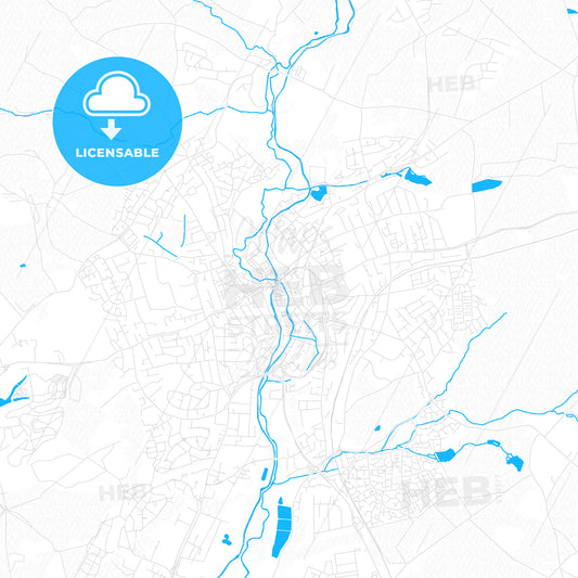 Kidderminster, England PDF vector map with water in focus