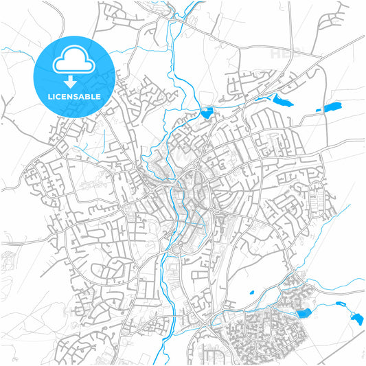 Kidderminster, West Midlands, England, city map with high quality roads.