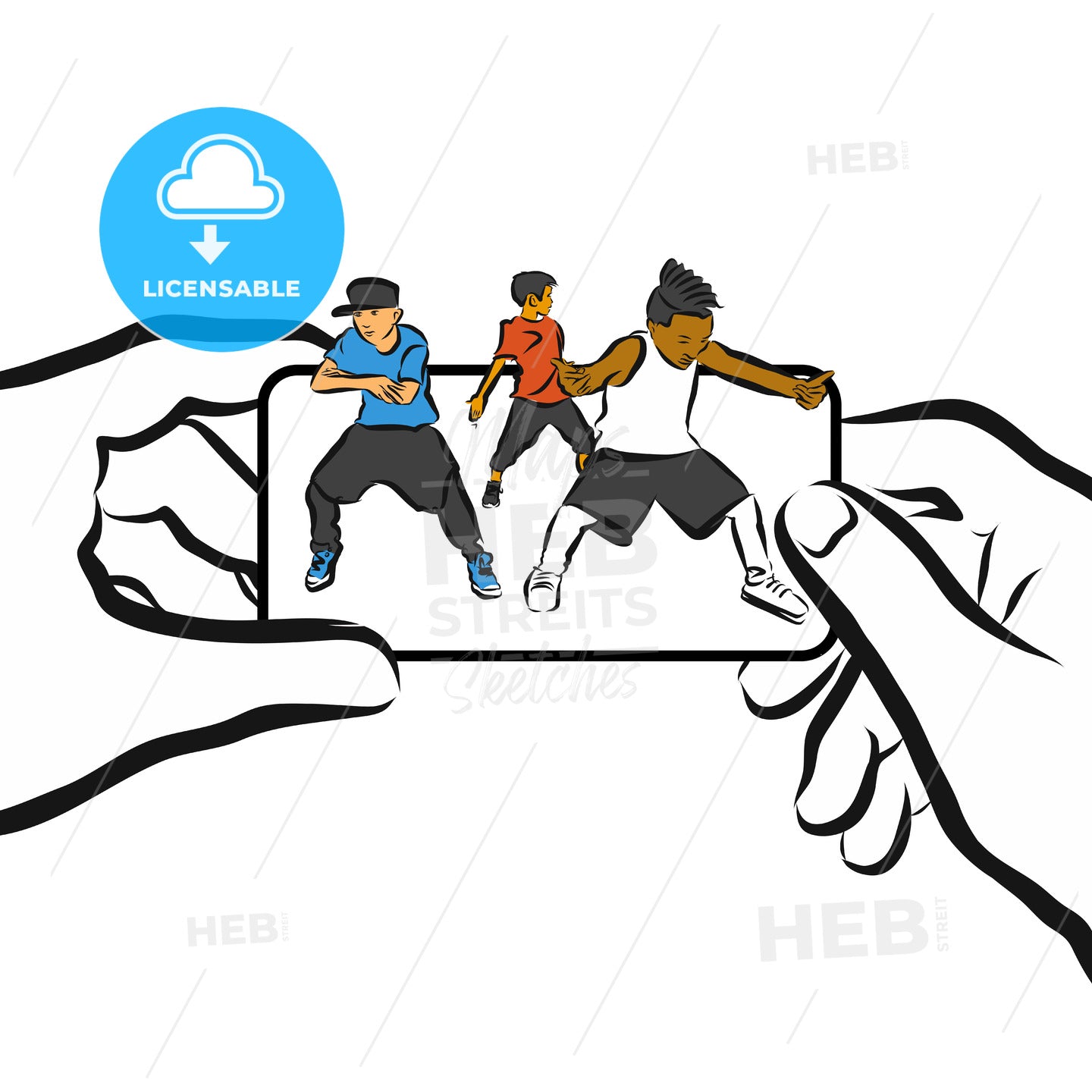 Kids dance on Cellphone, Concept App Design, – instant download