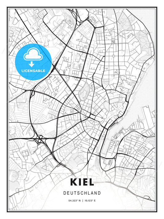 Kiel, Germany, Modern Print Template in Various Formats - HEBSTREITS Sketches