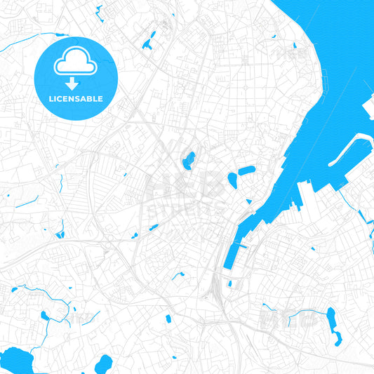 Kiel, Germany PDF vector map with water in focus