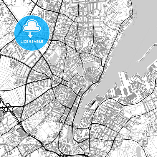 Kiel, Germany, vector map with buildings