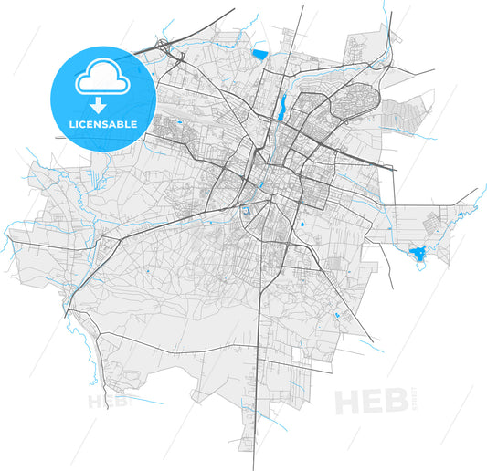 Kielce, Świętokrzyskie, Poland, high quality vector map