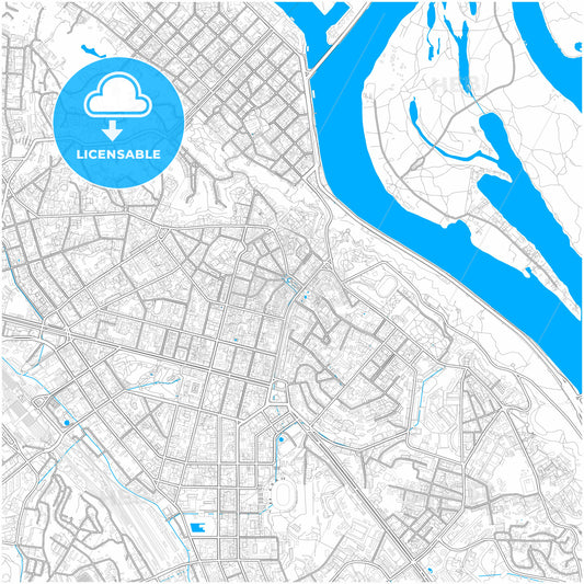 Kiev, Kiev, Ukraine, city map with high quality roads.