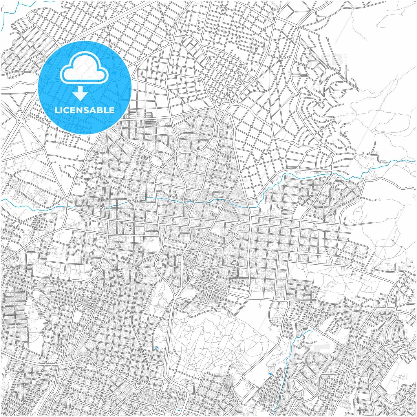 Kifissia, Attica, Greece, city map with high quality roads.