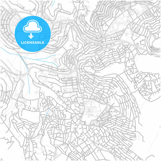 Kigali, Rwanda, city map with high quality roads.