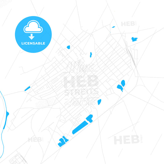 Kikinda, Serbia PDF vector map with water in focus