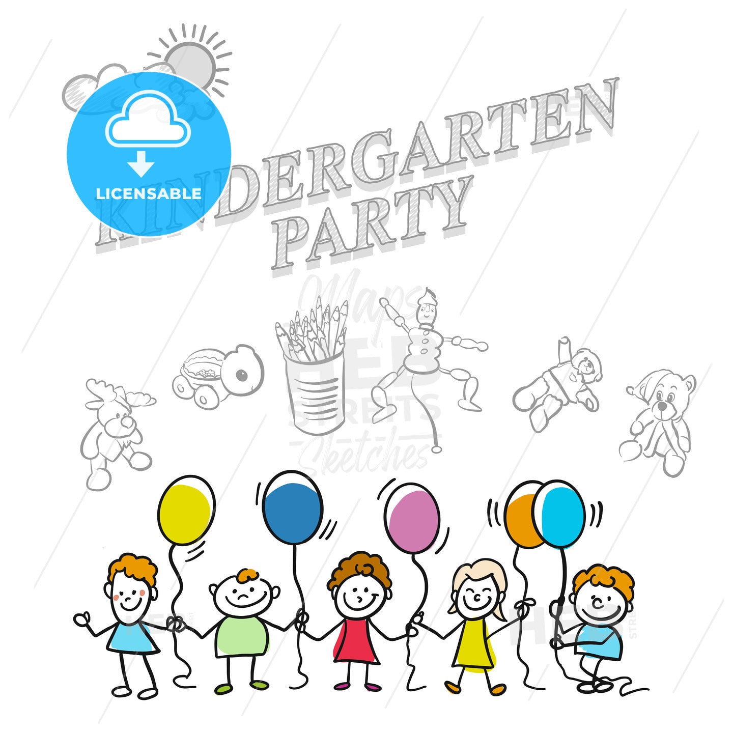 Kindergarten party marketing cover – instant download