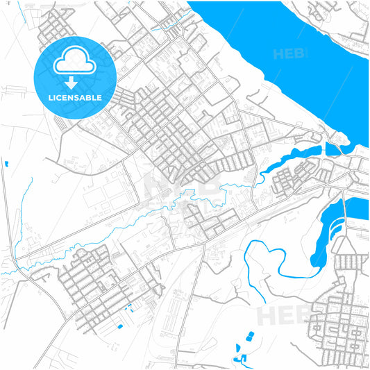 Kineshma, Ivanovo Oblast, Russia, city map with high quality roads.