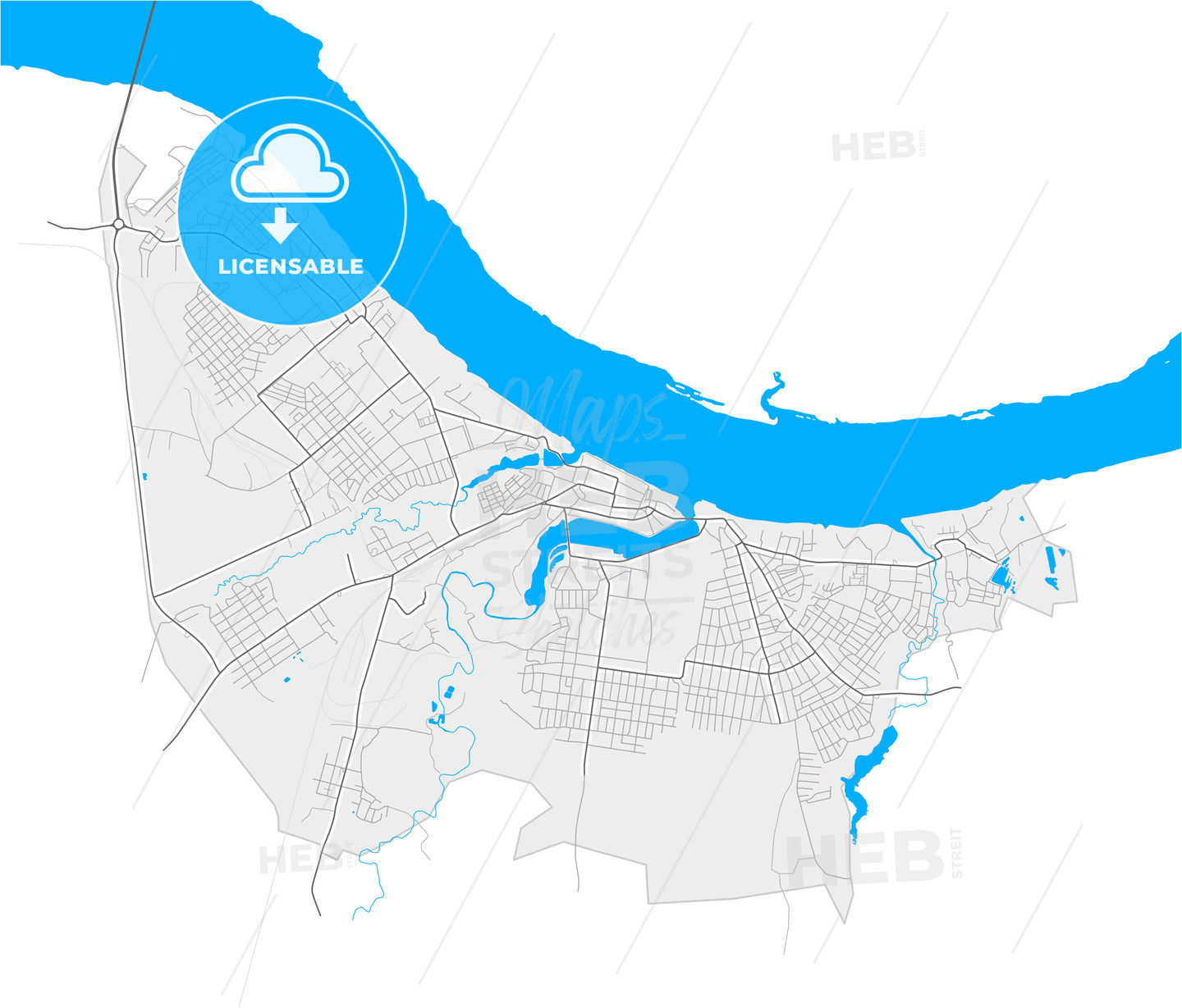 Kineshma, Ivanovo Oblast, Russia, high quality vector map