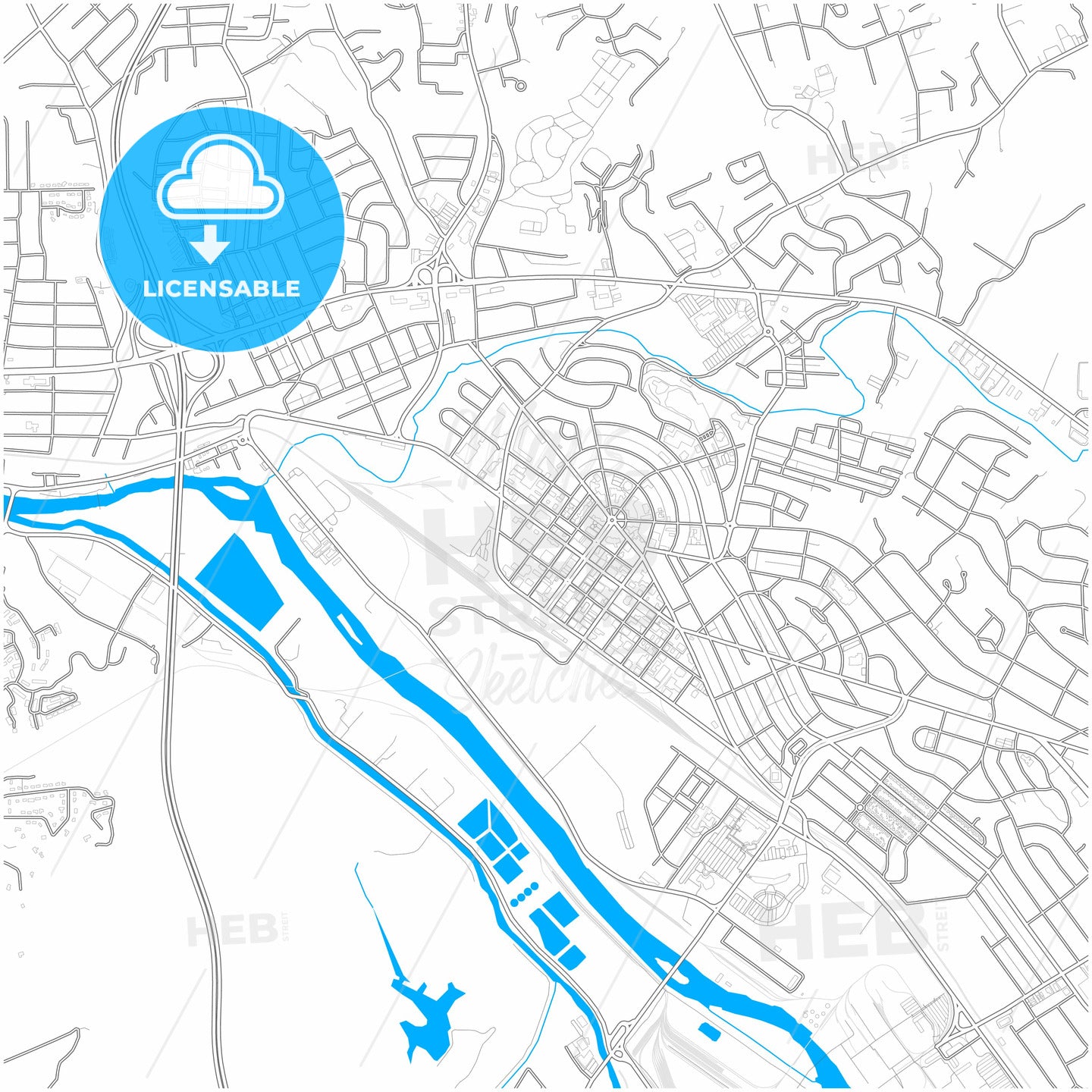 Kingsport, Tennessee, United States, city map with high quality roads.