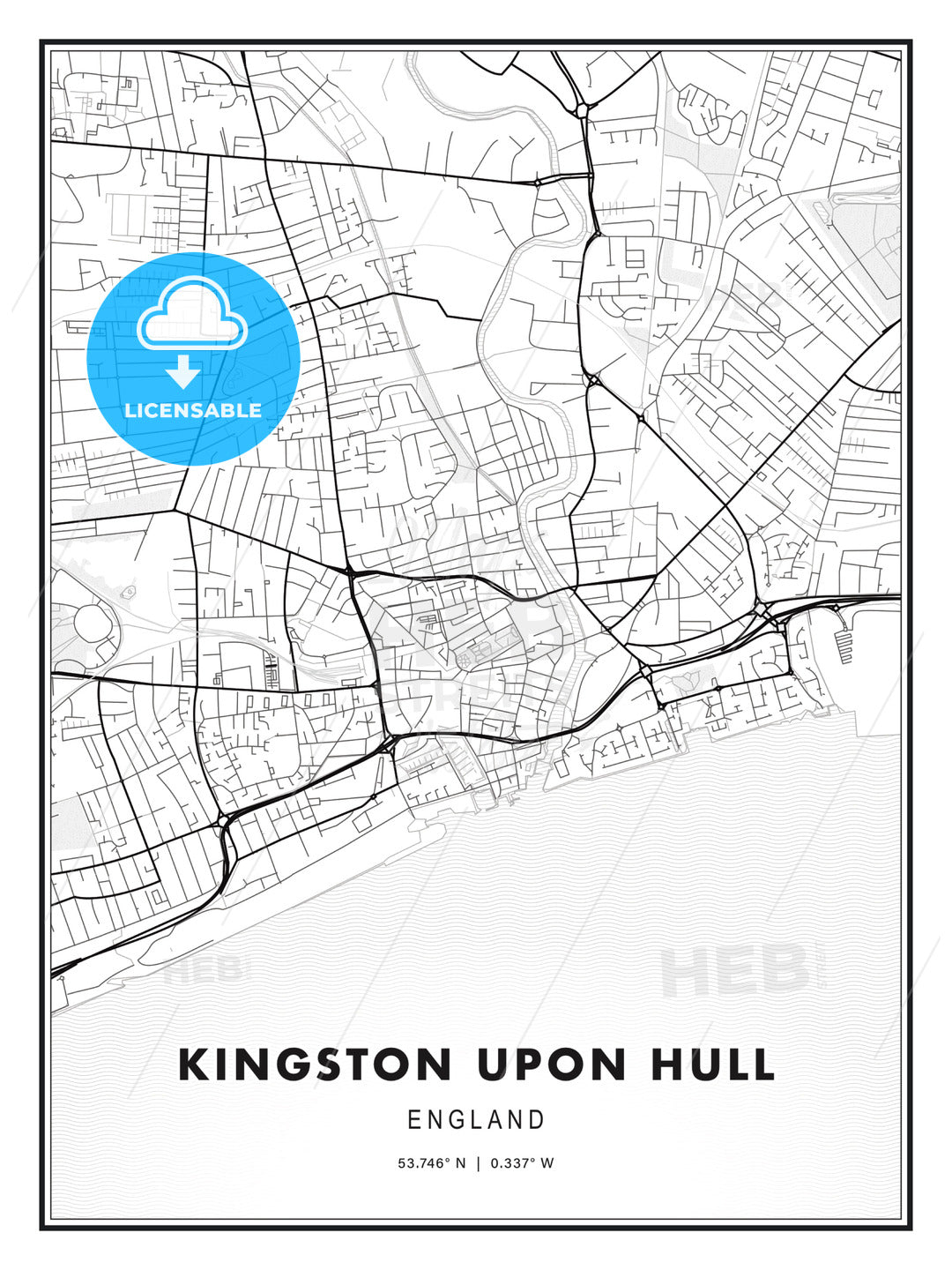 Kingston upon Hull, England, Modern Print Template in Various Formats - HEBSTREITS Sketches