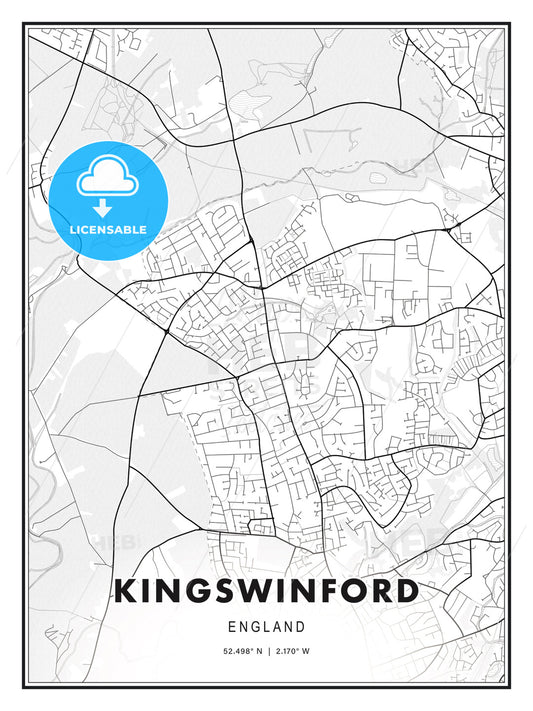 Kingswinford, England, Modern Print Template in Various Formats - HEBSTREITS Sketches