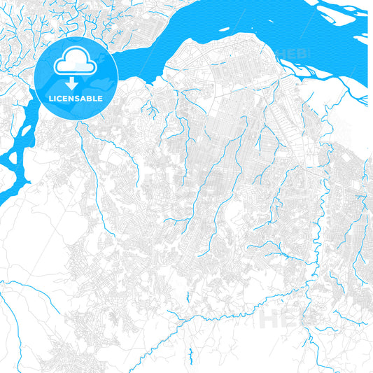 Kinshasa, DR Congo PDF vector map with water in focus