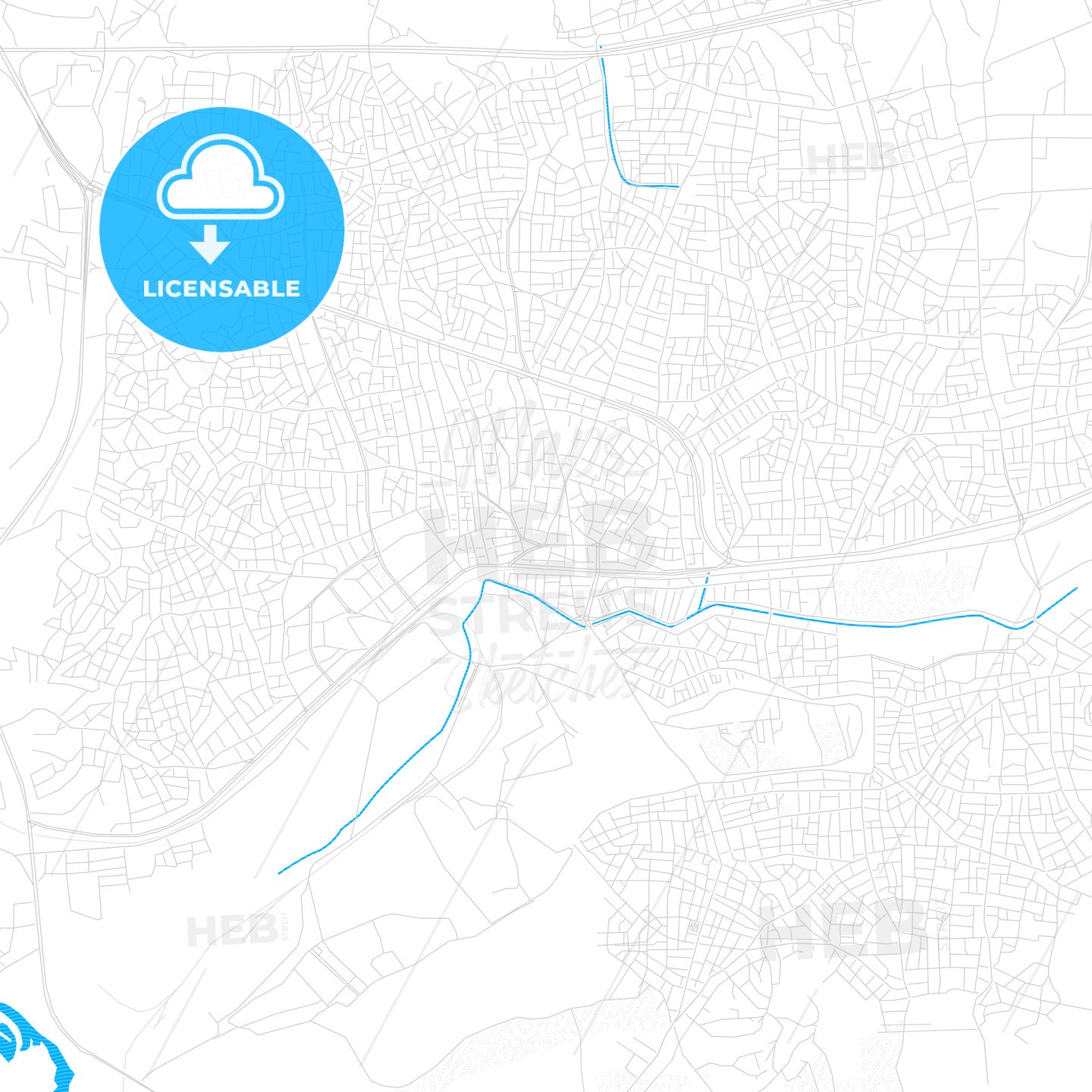 Kırıkkale, Turkey PDF vector map with water in focus