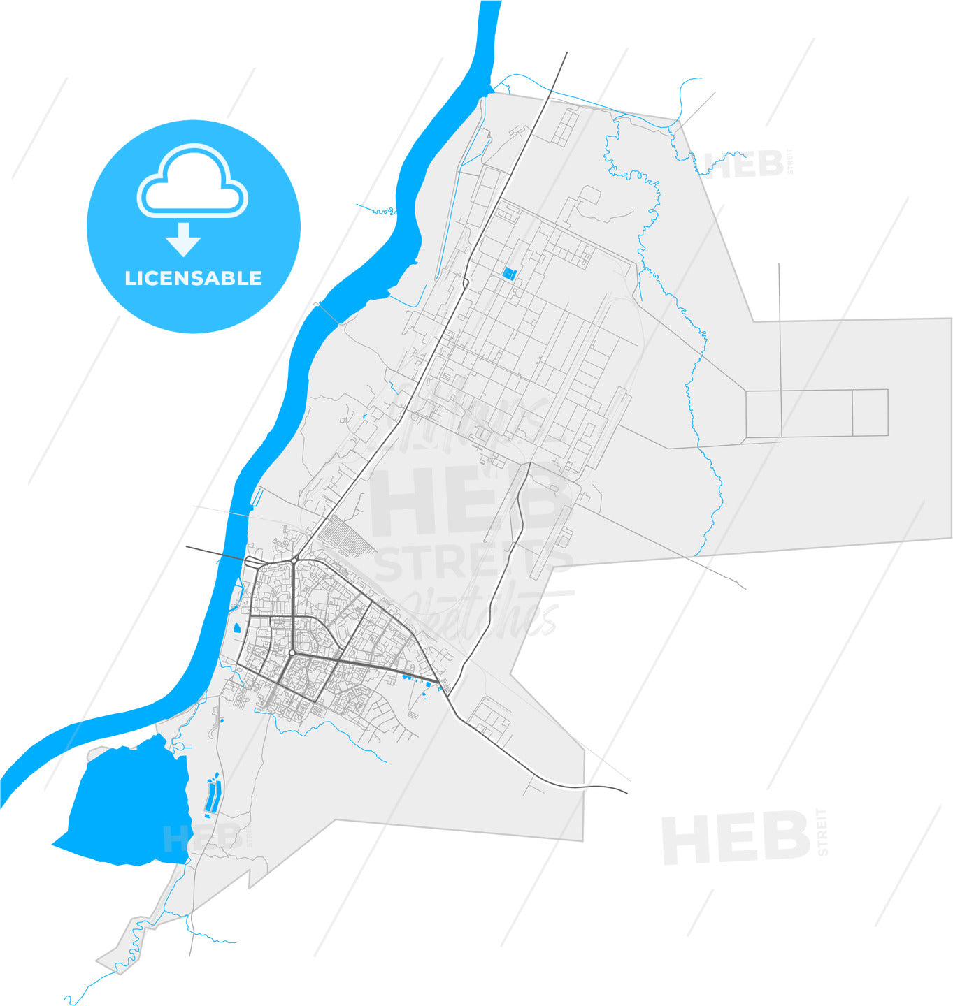 Kirishi, Leningrad Oblast, Russia, high quality vector map