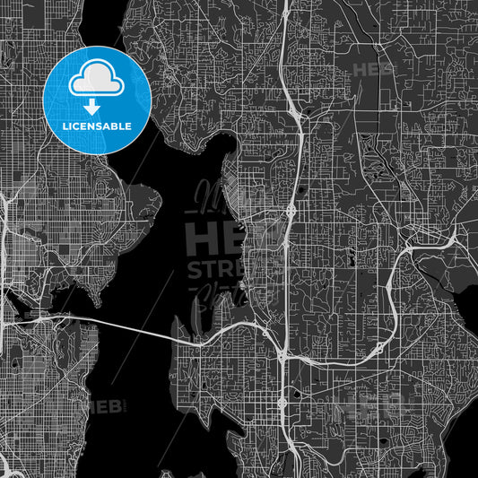 Kirkland, Washington - Area Map - Dark