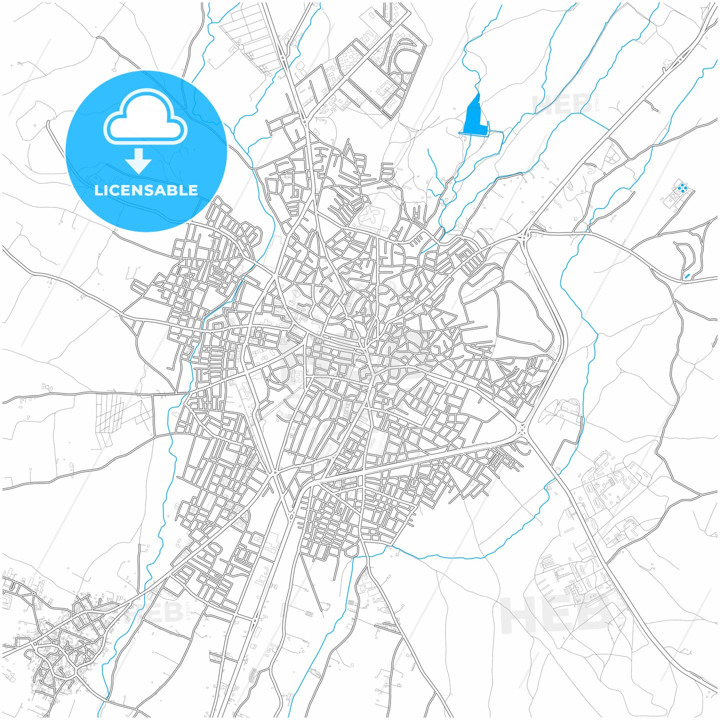 Kırklareli, Kırklareli, Turkey, city map with high quality roads.