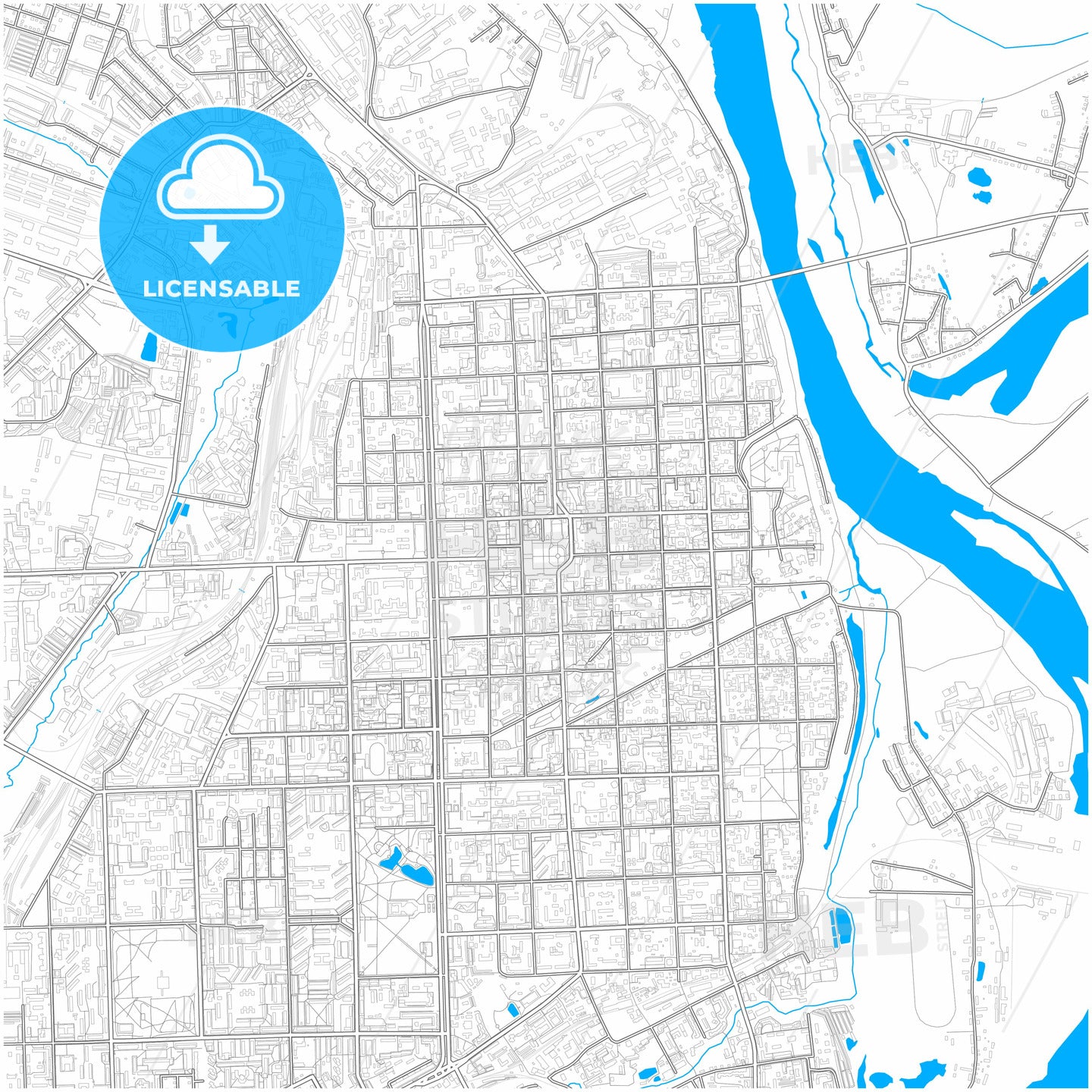 Kirov, Kirov Oblast, Russia, city map with high quality roads.