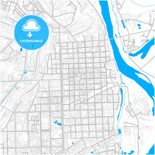 Kirov, Kirov Oblast, Russia, city map with high quality roads.