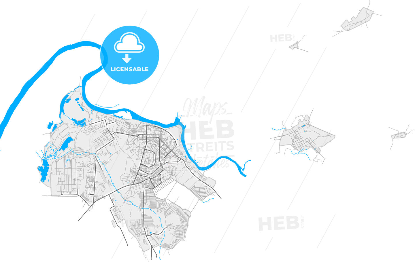 Kirovo-Chepetsk, Kirov Oblast, Russia, high quality vector map