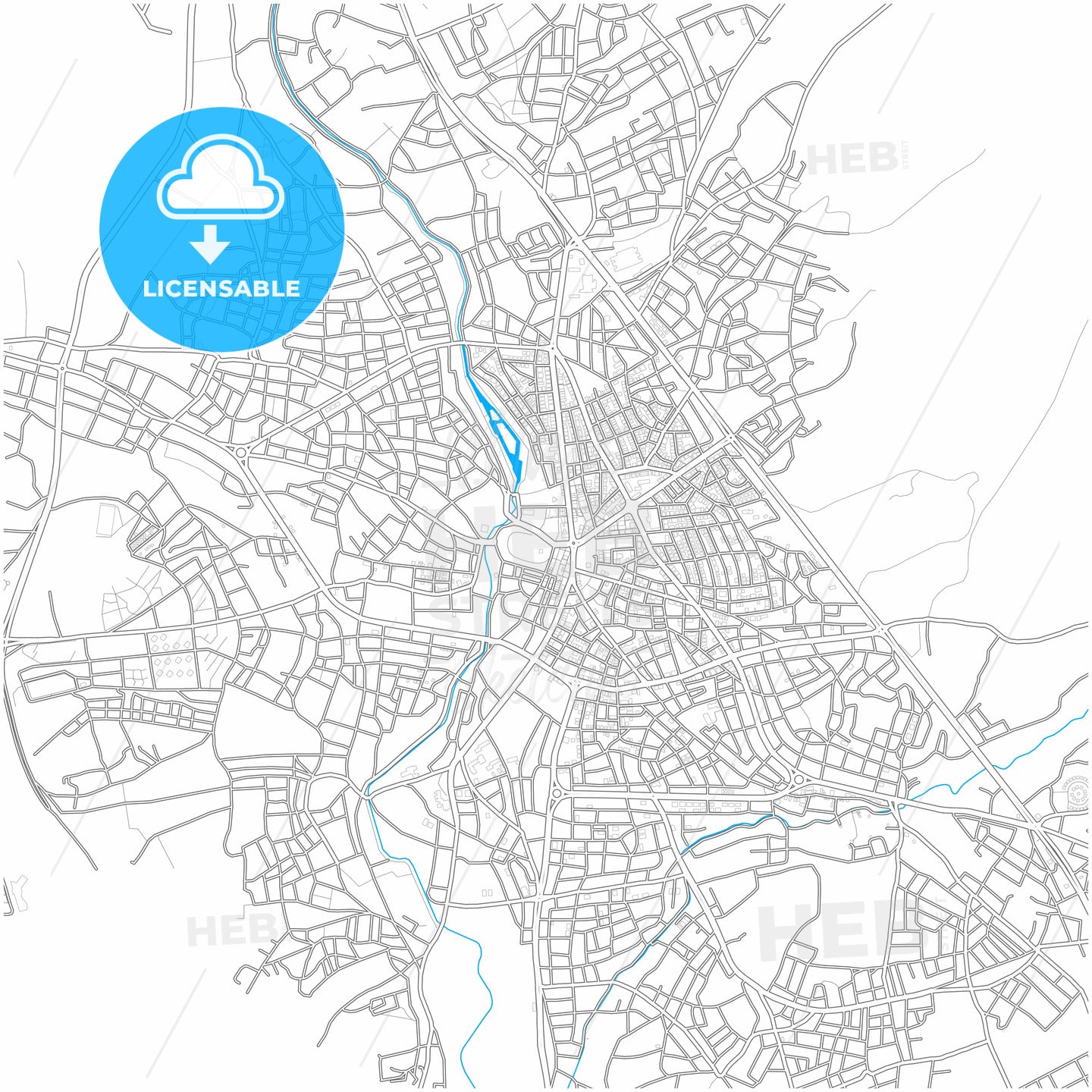 Kırşehir, Kırşehir, Turkey, city map with high quality roads.