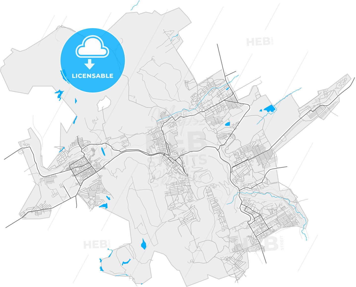 Kiselyovsk, Kemerovo Oblast, Russia, high quality vector map