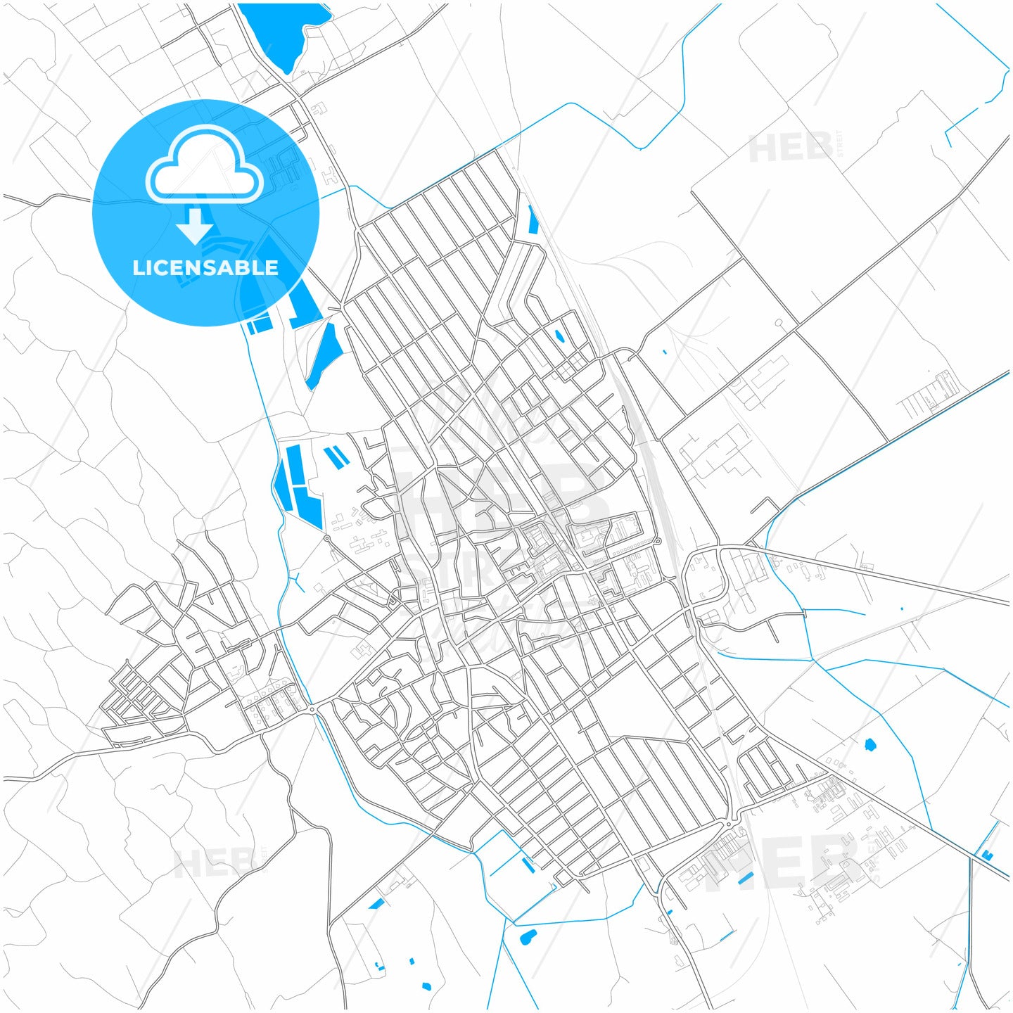 Kiskunhalas, Bács-Kiskun, Hungary, city map with high quality roads.